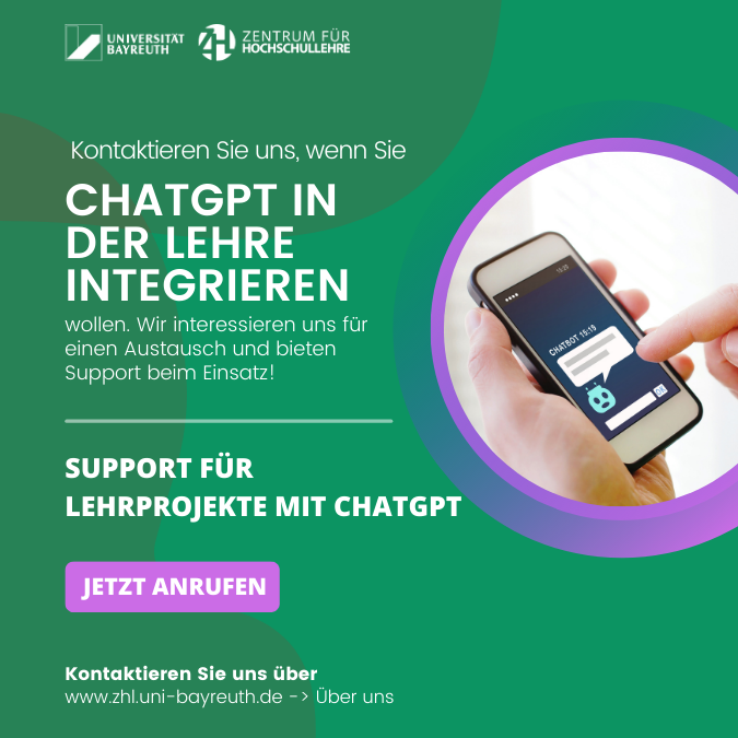 Wenn Sie ChatGPT & Co. in Ihre Lehre integrieren wollen, sprechen Sie gerne mit uns über die didaktische Konzeption. Wir sind offen für Austausch und bieten Support.  Bitte informieren Sie sich gerne später erneut auf www.profilehreplus.de nach dem T