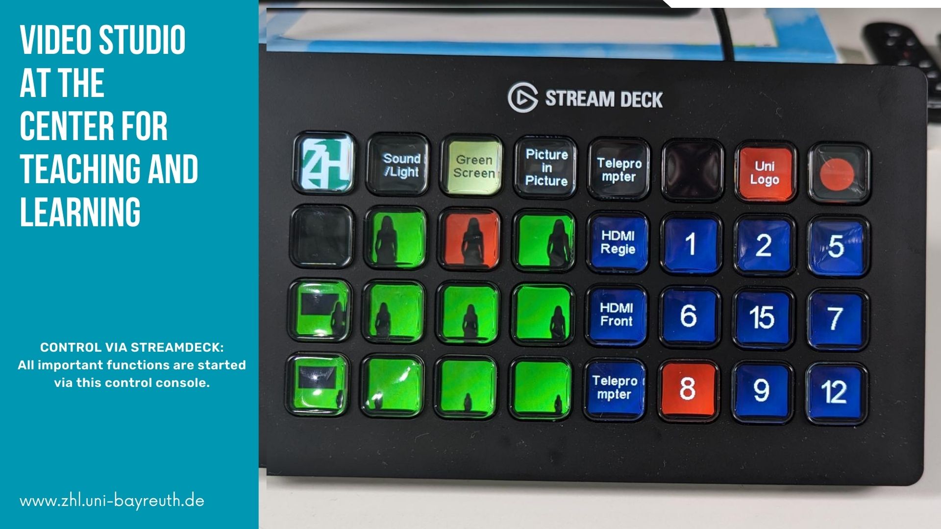 The Centre for University Teaching has set up the video studio to enable teaching with digital teaching materials and videos. Teachers can record themselves and independently select and record dozens of different video formats.