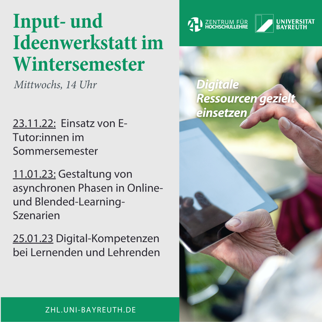 Die Termine der Input- und Ideenwerkstatt im Wintersemester 2022/2023