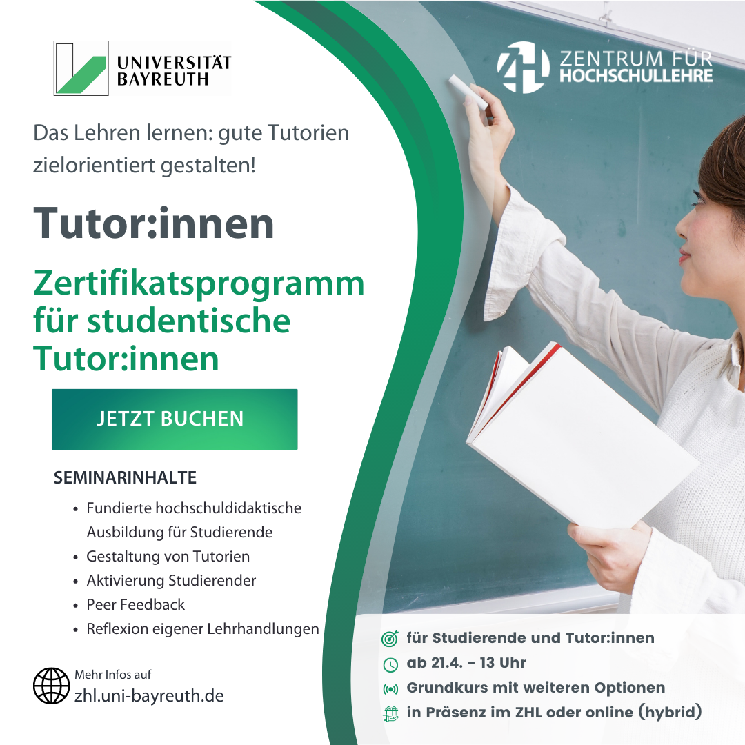 Tutor Zertifikatsprogramm Ausbildung Zertifikat studentische lehre tutorien halten