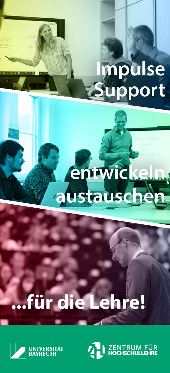 Seminarprogramm des ZHL, Text auf Bild: Impulse, Support, entwickeln, austauschen für die Lehre!